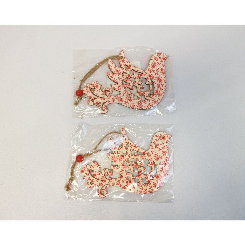 Red & White Dove Hanging Decorations Ornaments